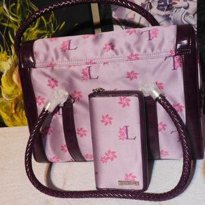 Lancaster Handbag Shoulder Bag With Wallet Nylon Leather Lavender